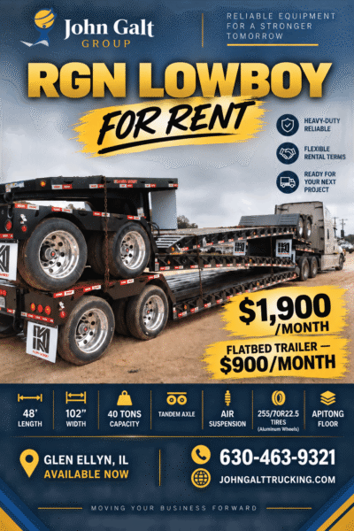 RGN & Flatbed Trailers for Rent